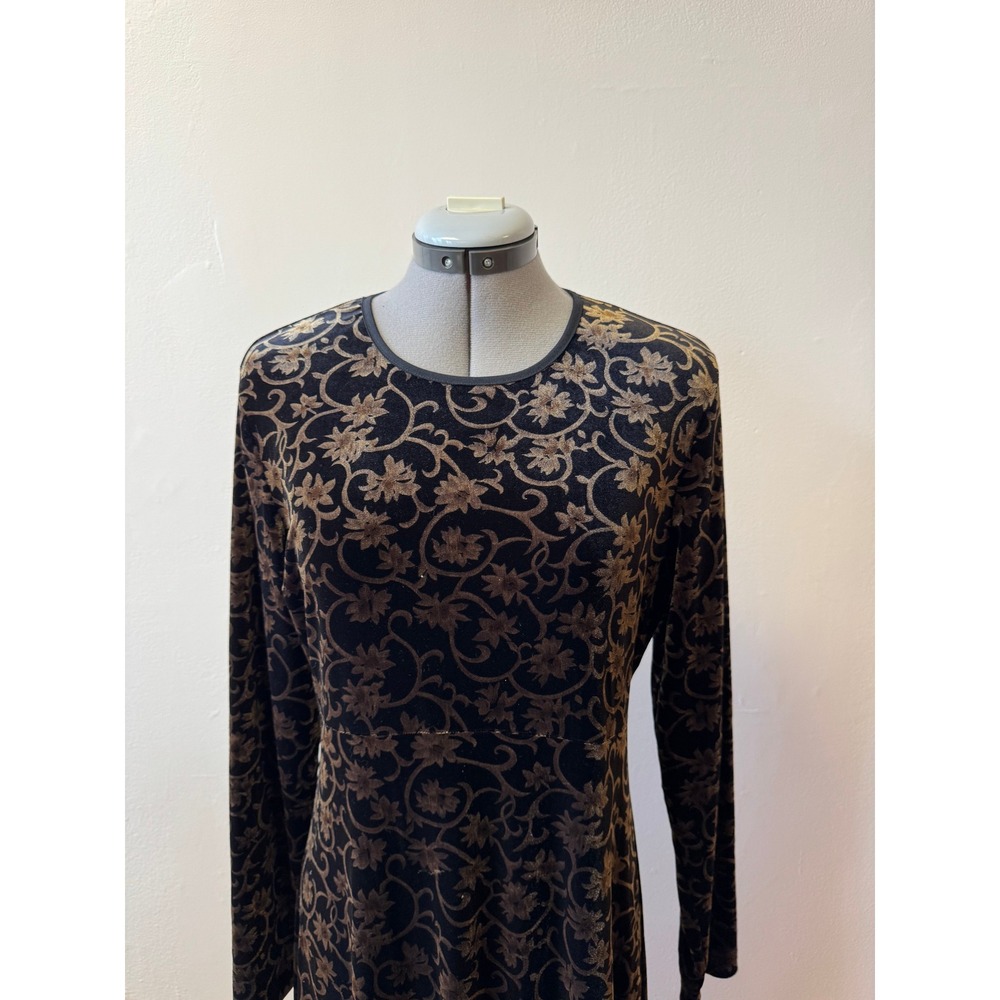 Vintage Chelsea Cambell Black & Gold Velvet Maxi Dress S/M